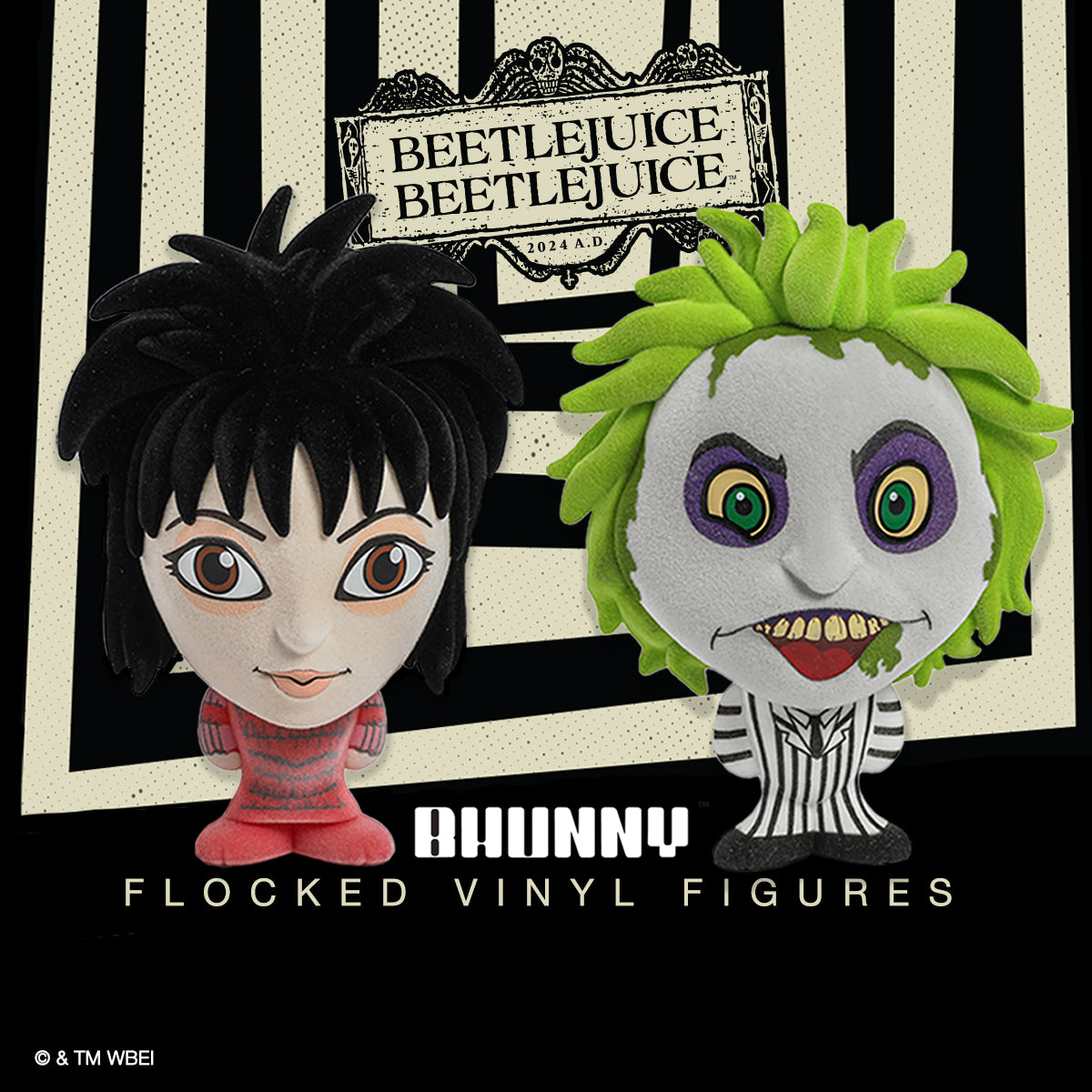 Beetlejuice Beetlejuice - Lydia Deetz & Beetlejuice Bhunny 4” Flocked Vinyl Figures Bundle