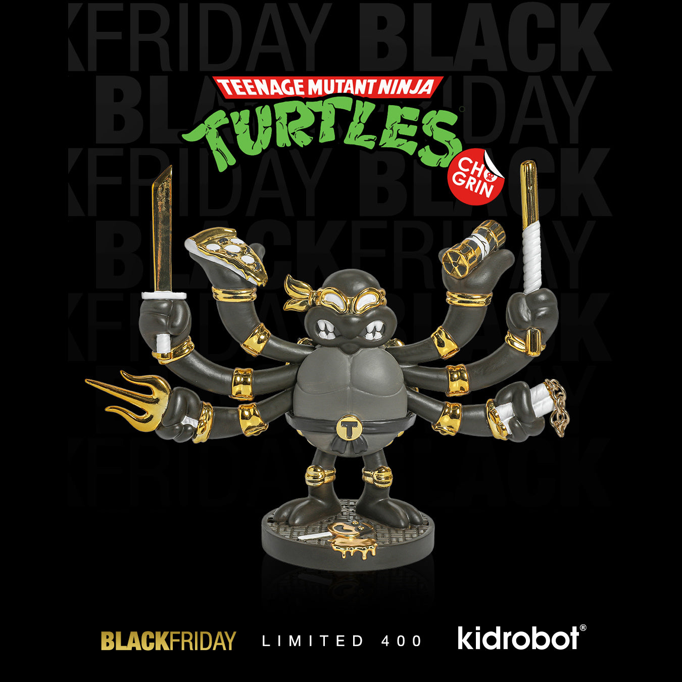 Teenage Mutant Ninja Turtles TMNT GURU Resin Art Figure by CHOGRIN - Black & Gold Edition