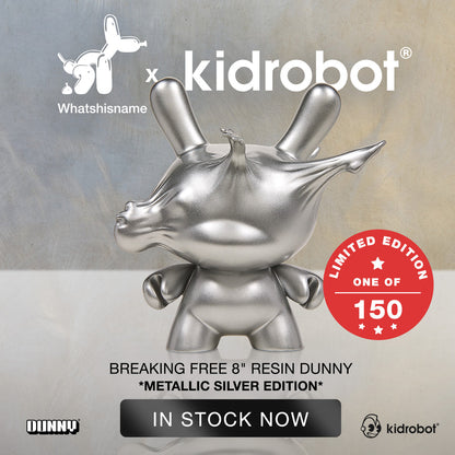 DCON 2022: Breaking Free 8" Resin Dunny by WHATSHISNAME - Metallic Silver Edition (Limited Edition)