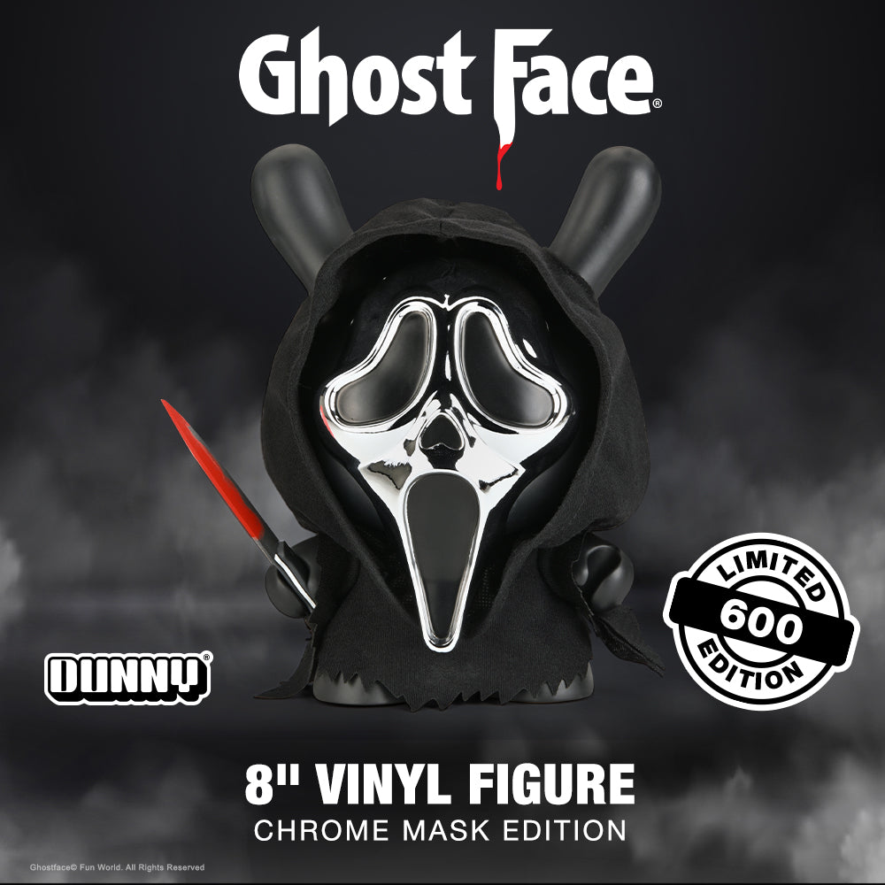 Ghost Face 8" Dunny Vinyl Art Figure - Chrome Mask Edition (PRE-ORDER)