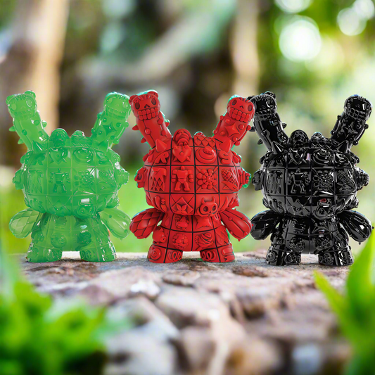 MONOLITH 8" Dunny Art Figures by ROBOT SODA - Complete Series Bundle - Jade, Onyx & Sangre Limited Editions