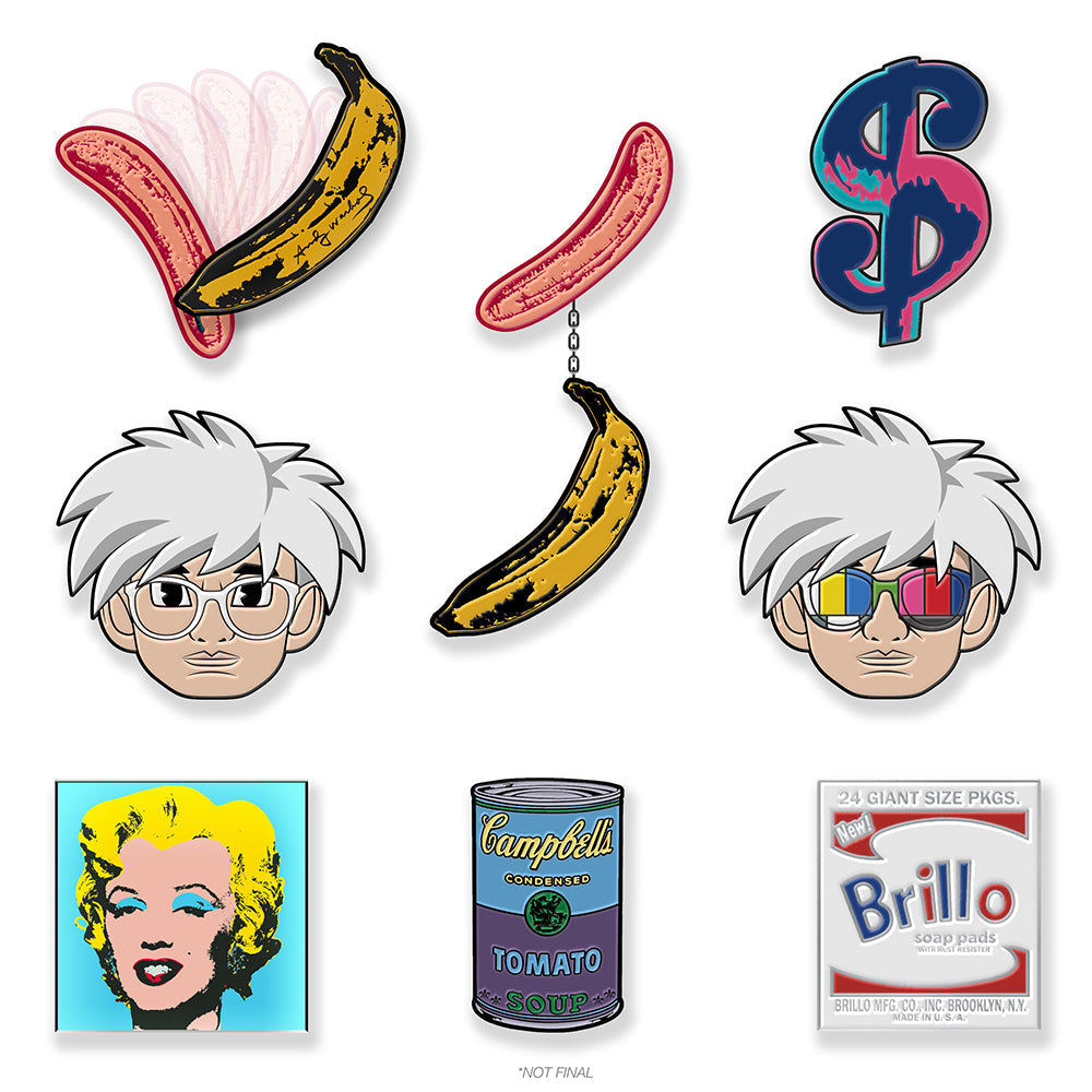 Andy Warhol Deluxe Enamel Pins by Kidrobot