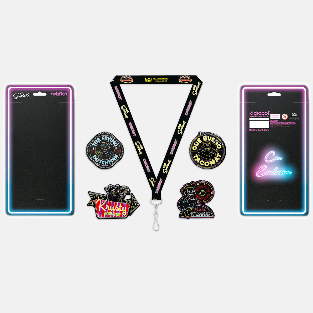 SDCC 2024: The Simpsons Neon Signs Light-Up Pins & Lanyard Set (Limited Edition of 1000)