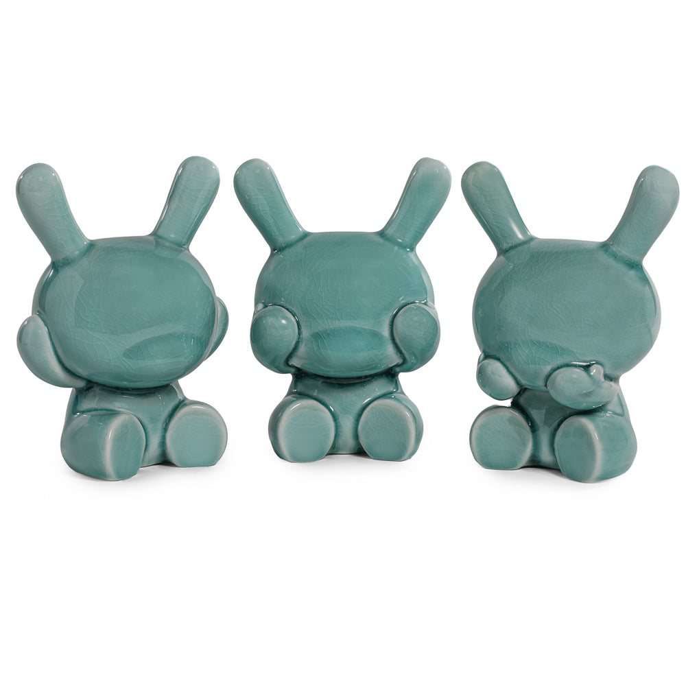 Three Wise Dunnys 5” Porcelain 3-Pack – Blue Mist Crackle Glaze Edition