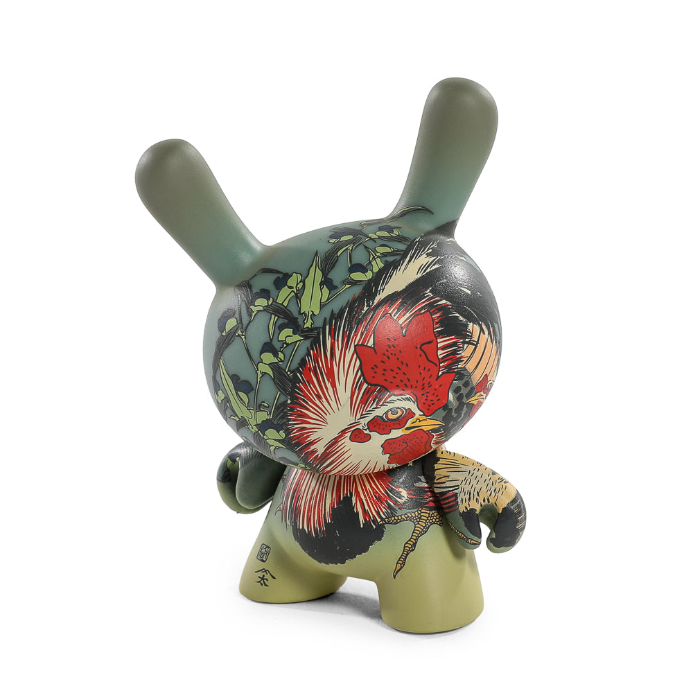 The Met 3" Showpiece Dunny Vinyl Art Figure - Rooster, Hen and Chicken with Spiderwort by Katsushika Hokusai