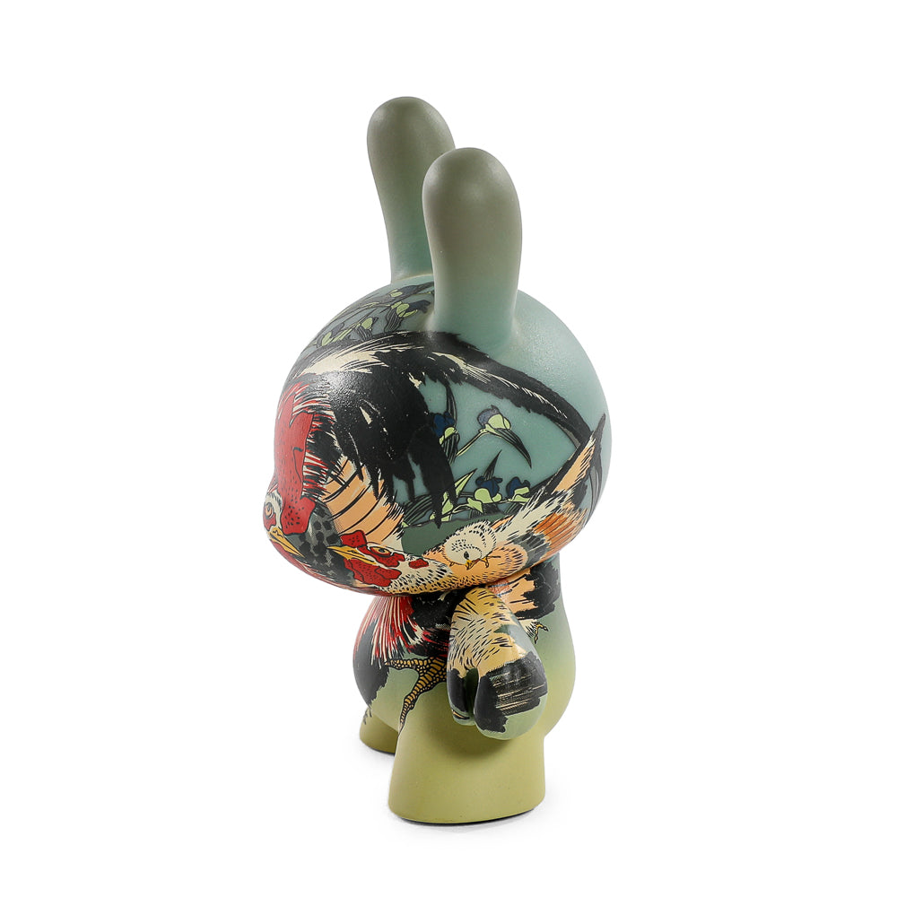 The Met 3" Showpiece Dunny Vinyl Art Figure - Rooster, Hen and Chicken with Spiderwort by Katsushika Hokusai