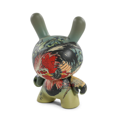 The Met 3" Showpiece Dunny Vinyl Art Figure - Rooster, Hen and Chicken with Spiderwort by Katsushika Hokusai