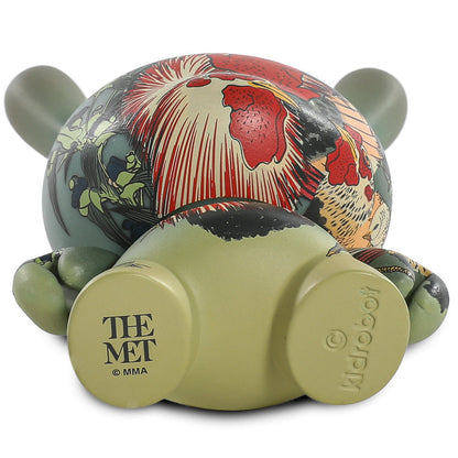 The Met 3" Showpiece Dunny Vinyl Art Figure - Rooster, Hen and Chicken with Spiderwort by Katsushika Hokusai