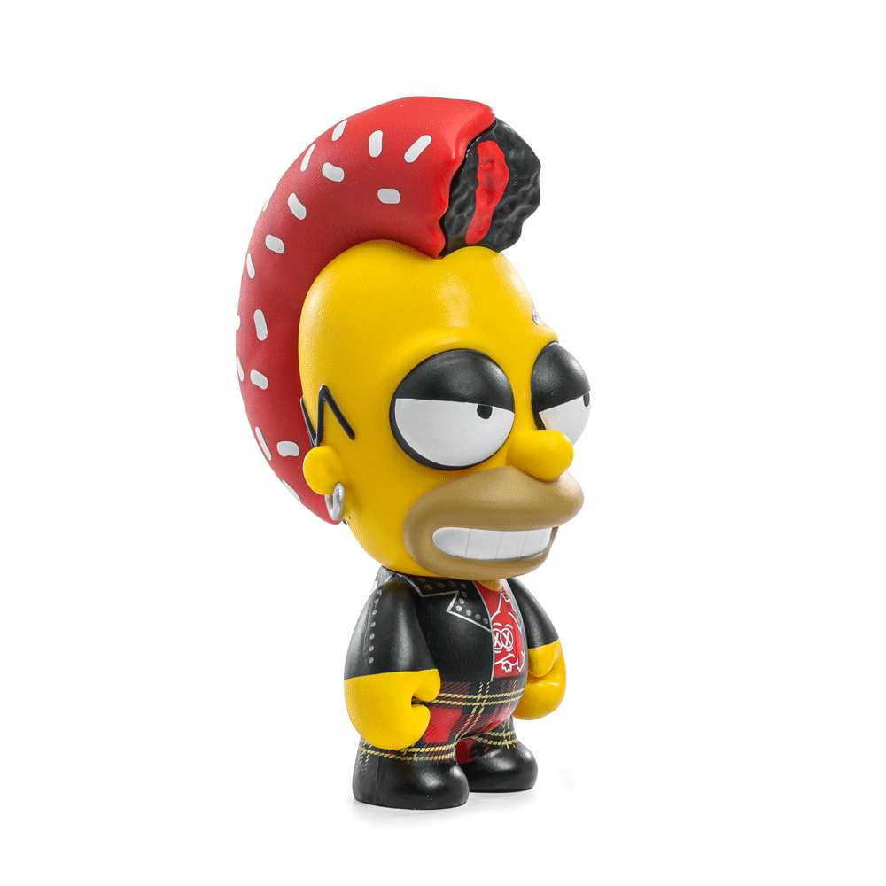 The Simpsons - Donut Riot Punk Homer 3" Vinyl Mini Figure - Crimson Glaze Edition - Kidrobot.com Exclusive (Limited Edition of 500)