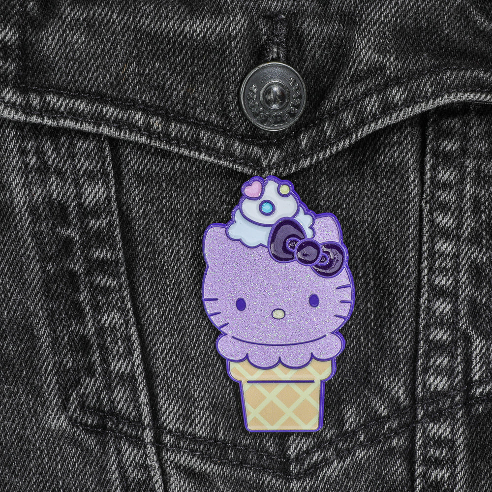 Hello Kitty® Ice Cream Cone Art Figure & Pin Bundle - Ube Edition - Kidrobot.com Exclusive (Limited Edition)