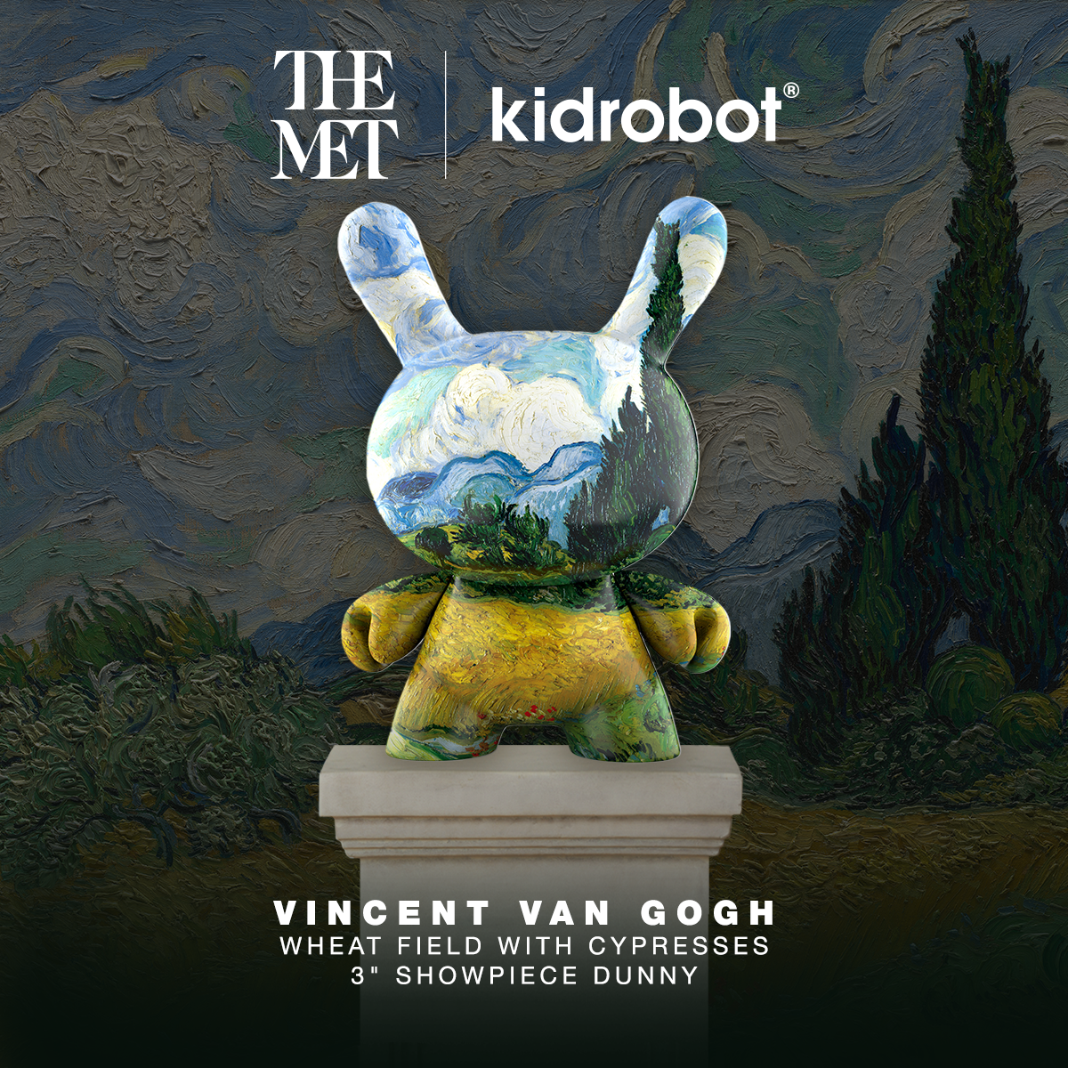 The Met 3" Showpiece Vinyl Art Dunny - Wheat Field with Cypresses by Vincent van Gogh (PRE-ORDER)