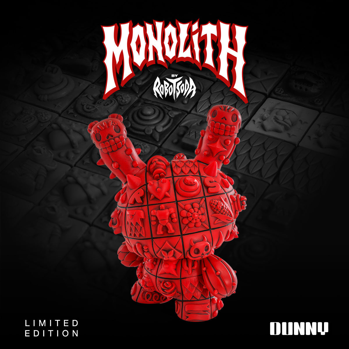 MONOLITH 8" Dunny Art Figures by ROBOT SODA - Complete Series Bundle - Jade, Onyx & Sangre Limited Editions