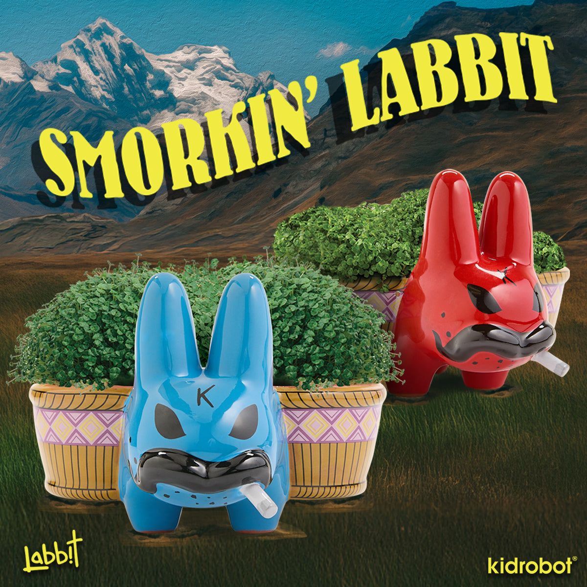 Chia Pet Smorkin’ Labbit - Smokin' Cool Blue & Red Edition Bundle (Limited Editions)
