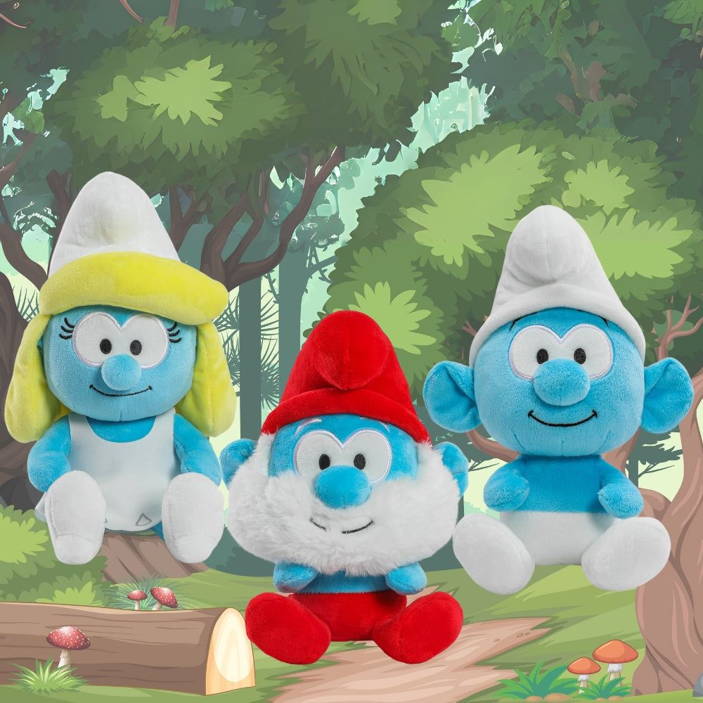 The Smurfs - Smurfette, Papa Smurf and Clumsy Smurf Phunny Plush Bundle